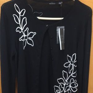 NWT Olo Black and White Cardigan Sz M